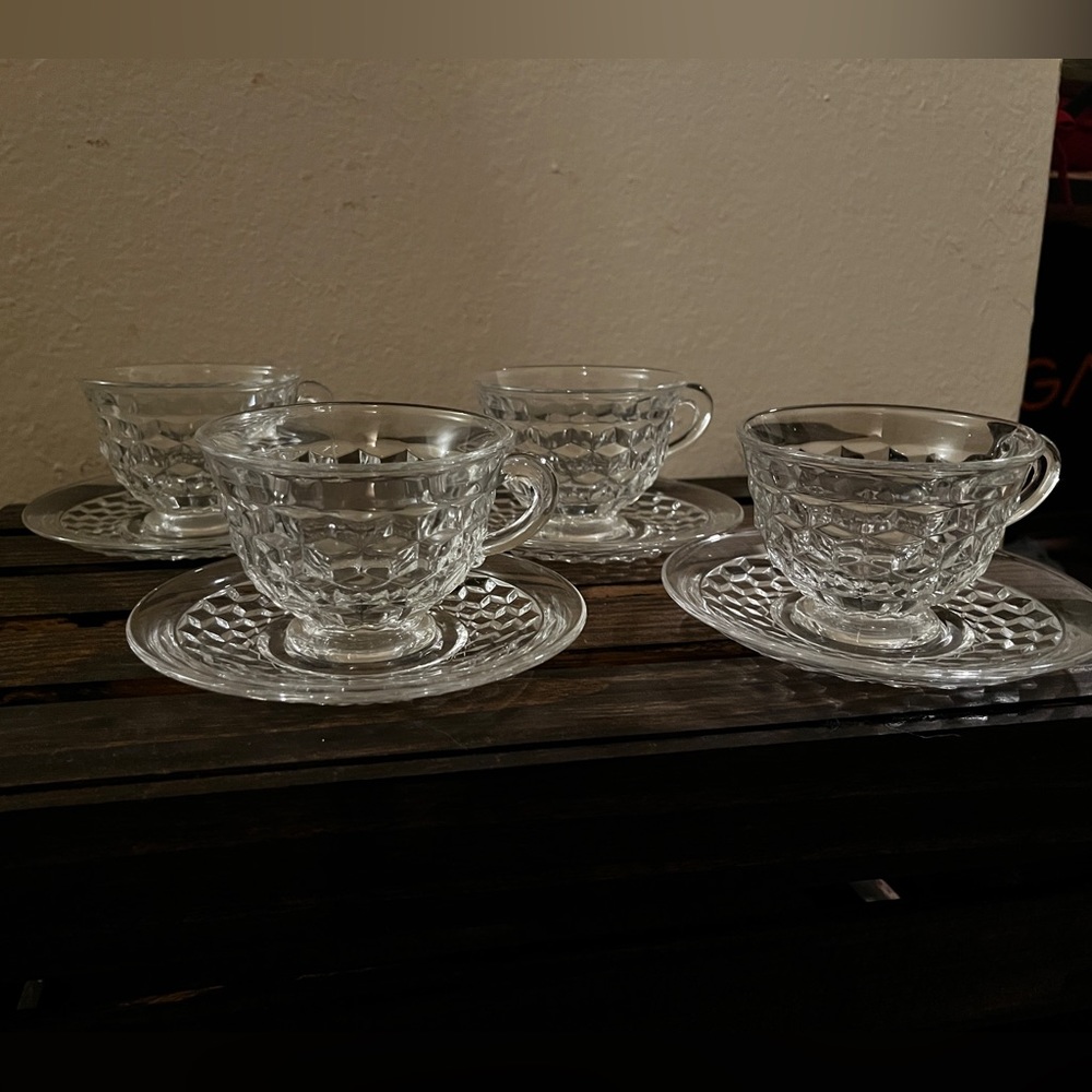 Vintage American Fostoria Tea Cups & Saucers
